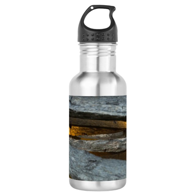 Split Rail Texture Stainless Steel Water Bottle (Front)