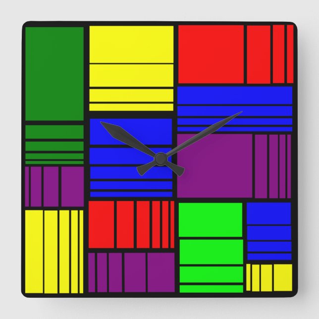 Split Rectangles  Square Wall Clock (Front)