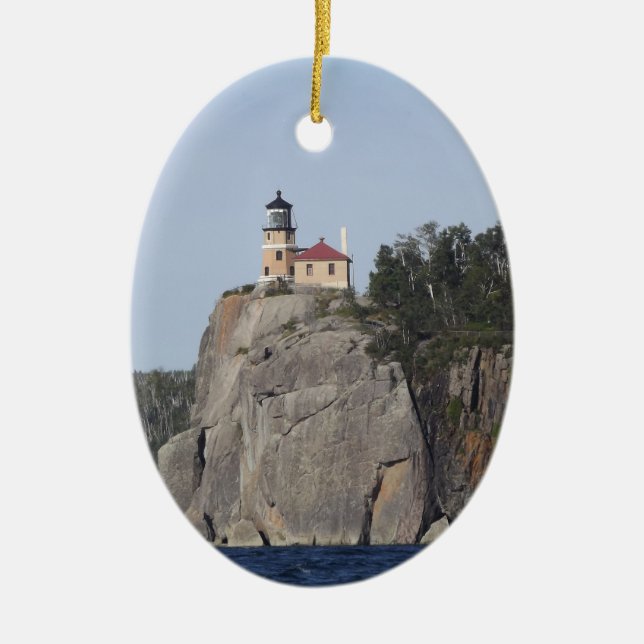 split rock light house ceramic tree decoration (Front)