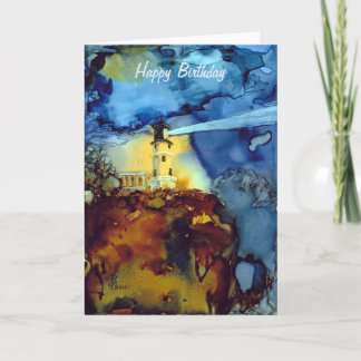 Split Rock Lighthouse At Night Card