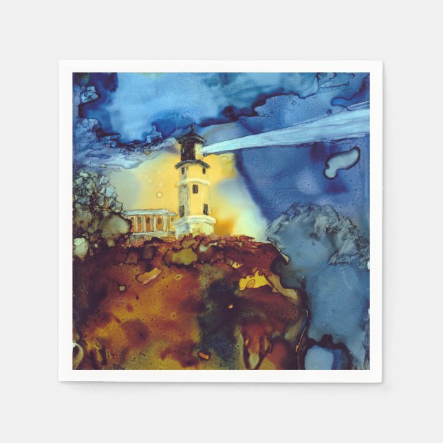 Split Rock Lighthouse At Night Napkin (Front)