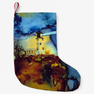 Split Rock Lighthouse At Night Small Christmas Stocking