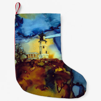 Split Rock Lighthouse At Night Small Christmas Stocking