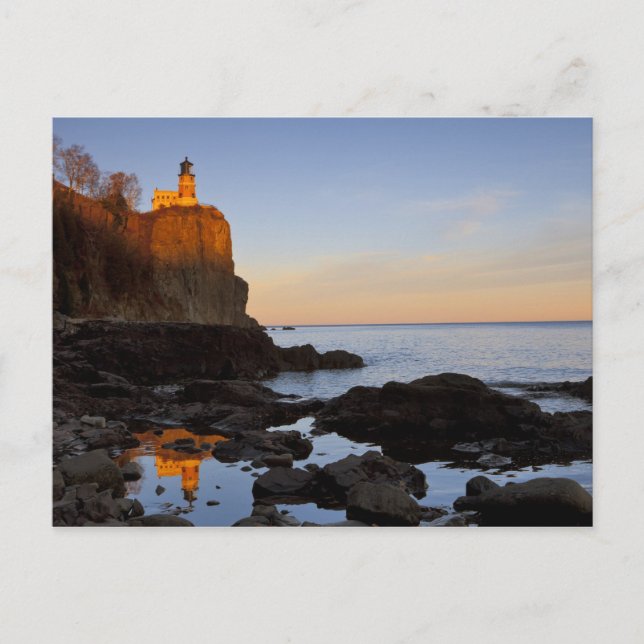 Split Rock Lighthouse at sunset near Two Postcard (Front)