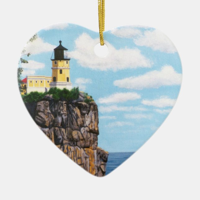 Split Rock Lighthouse Ceramic Tree Decoration (Front)