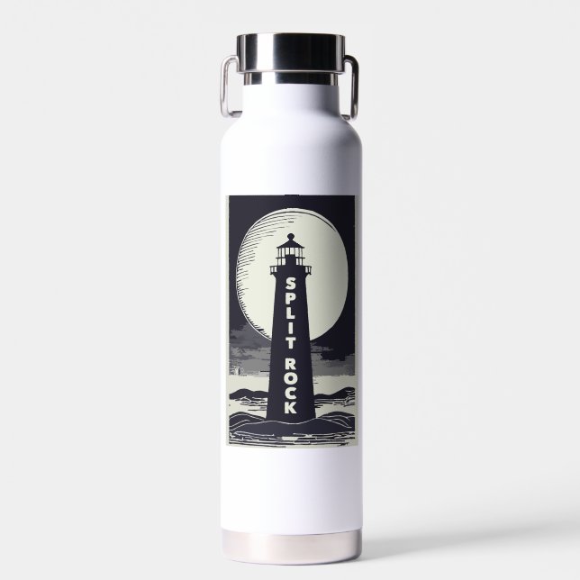 Split Rock Lighthouse Minnesota Moon Water Bottle (Front)