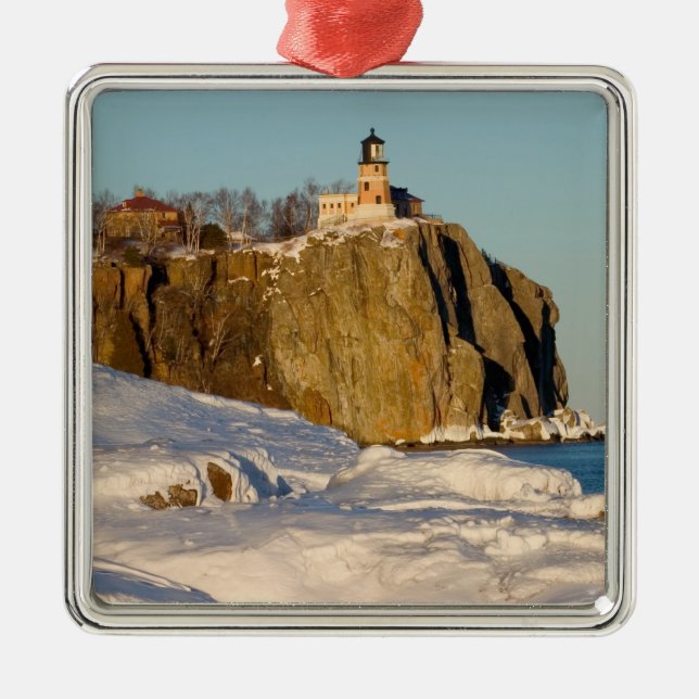 Split Rock Lighthouse State Park on Lake Metal Tree Decoration (Front)