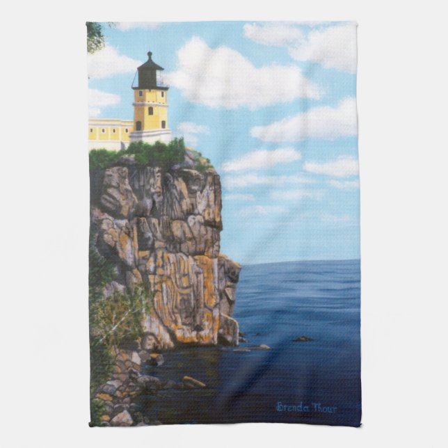 Split Rock Lighthouse Tea Towel (Vertical)