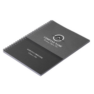 Split Screen Black And Grey Faux Leather Logo Notebook