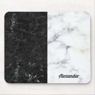 Split-screen black and grey faux marble texture mouse mat