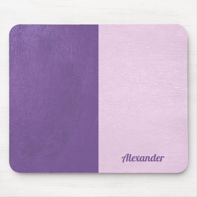 Split-screen purple & pink faux leather texture mouse mat (Front)