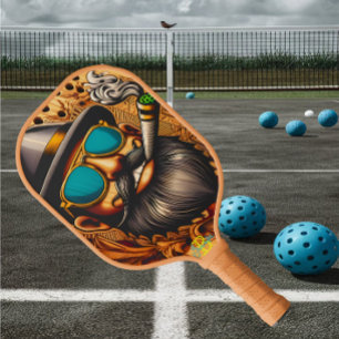 Split-Second Serve: Man on a Pickleball Racket Paddle