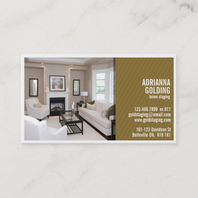 Split Staging with Photo - Brown Business Card (Front)