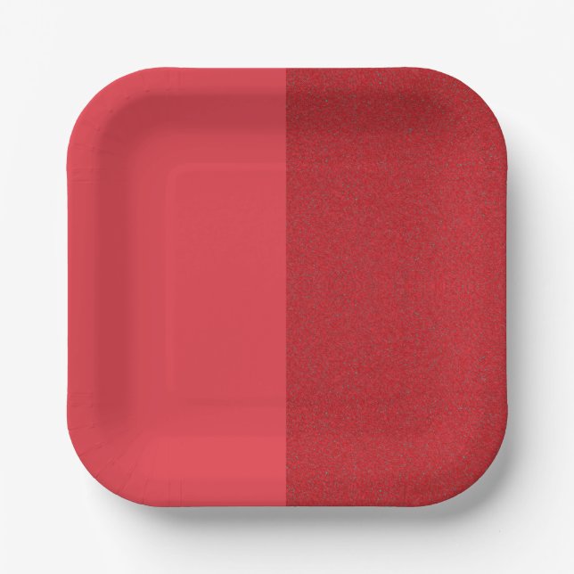 Split-Tone Tomato Red Paper Plate – Customisable (Front)