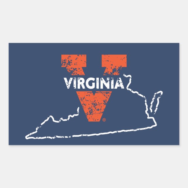 Split V Virginia State Love Rectangular Sticker (Front)