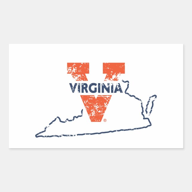 Split V Virginia State Love Rectangular Sticker (Front)