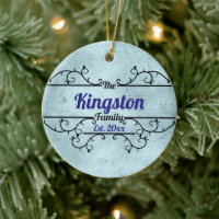 Split Vines Border Personalized Blue