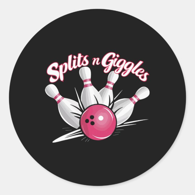 Splits N Giggles Funny Bowling Bowler Bowling Ball Classic Round Sticker (Front)