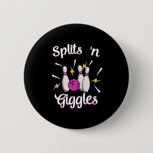 Splits n Giggles Funny Bowling Team Bowler Sports 6 Cm Round Badge