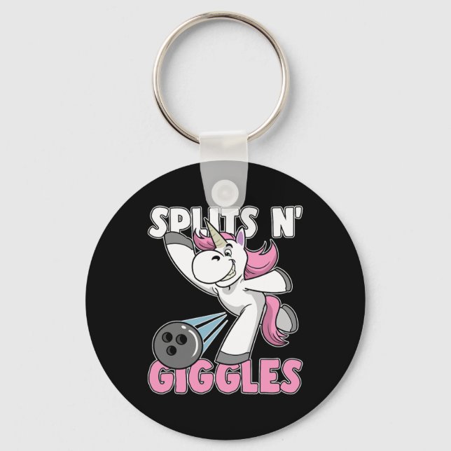 Splits N' Giggles Unicorn Bowling Bowler  Key Ring (Front)