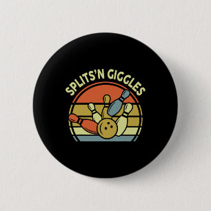 Splits'n Giggles Bowling-shirt Vintage Funny Dad W 6 Cm Round Badge