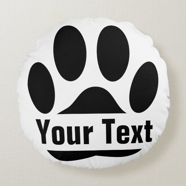 Spllit Frame Dog Pawprint With Custom Text Round Cushion (Front)