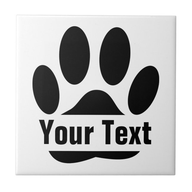 Spllit Frame Dog Pawprint With Custom Text Tile (Front)