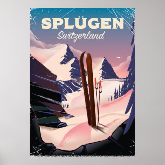 Splugen Switzerland ski poster
