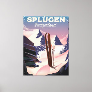 splügen Switzerland ski poster Canvas Print