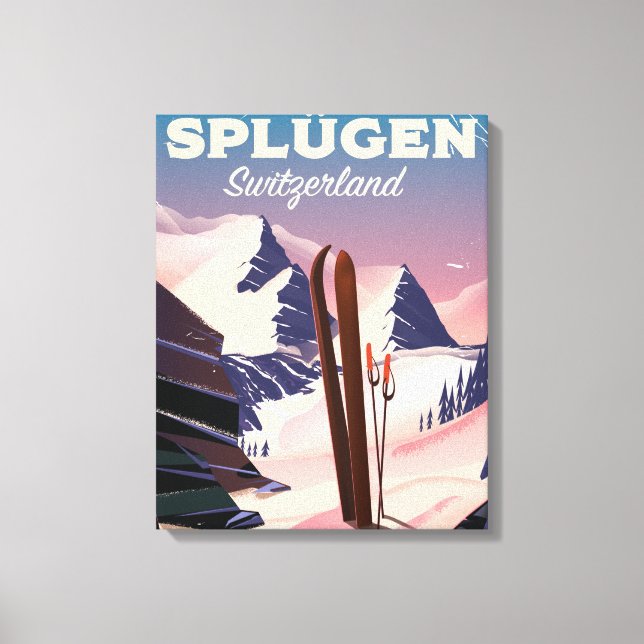 splügen Switzerland ski poster Canvas Print (Front)