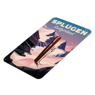 splügen Switzerland ski poster Magnet