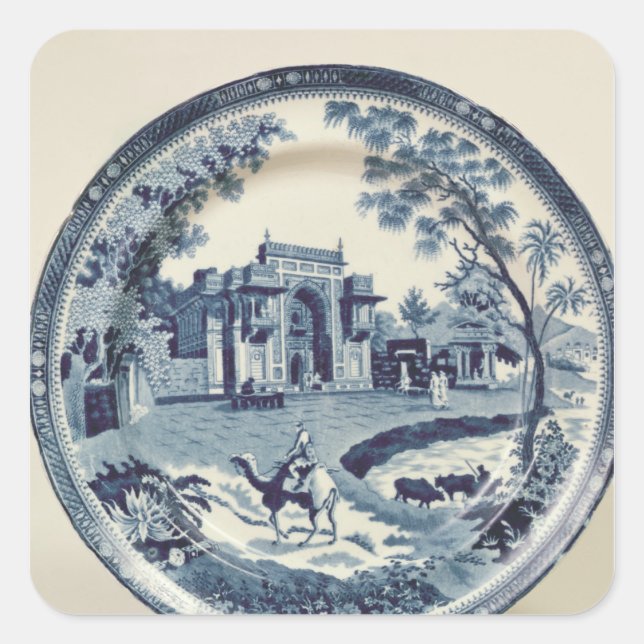 Spode blue and white plate, c.1815 square sticker (Front)