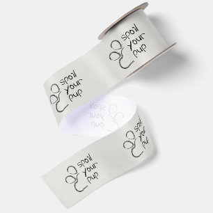 Spoil Your Pup Paw Print Sketch Minimalist Treat Satin Ribbon
