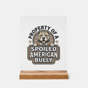 Spoiled American Bully Vintage Engraving Design_1 Acrylic Sign