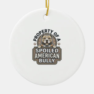 Spoiled American Bully Vintage Engraving Design_1 Ceramic Tree Decoration
