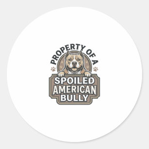 Spoiled American Bully Vintage Engraving Design_1 Classic Round Sticker