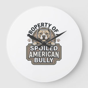 Spoiled American Bully Vintage Engraving Design_1 Large Clock