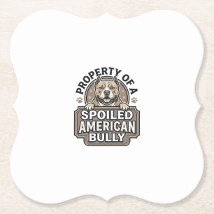 Spoiled American Bully Vintage Engraving Design_1 Paper Coaster