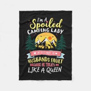 Spoiled camping lady camper wife humour glamper fleece blanket