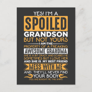 Spoiled Grandson Awesome Grandma Grandchild Postcard