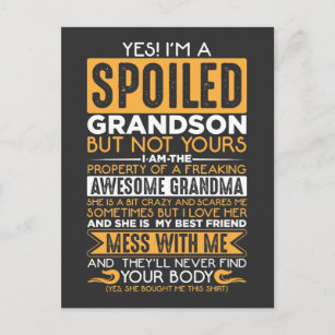 Spoiled Grandson Awesome Grandma Grandchild Postcard