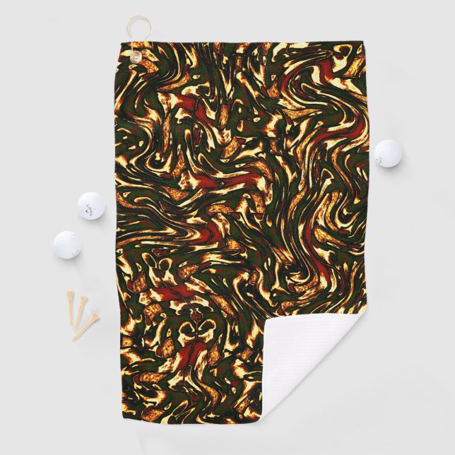 Spoiled reddish brown and yellow curves golf towel (InSitu)