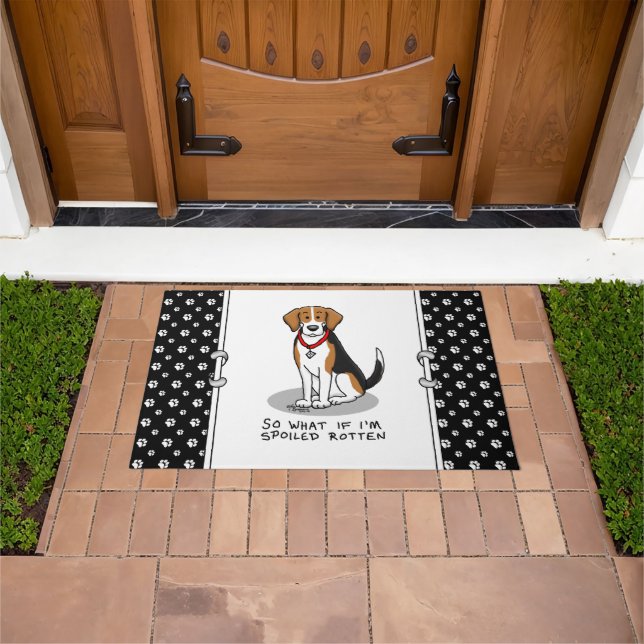 Spoiled Rotten Beagle (tri colour 3) Dog Funny Doormat (Outdoor)