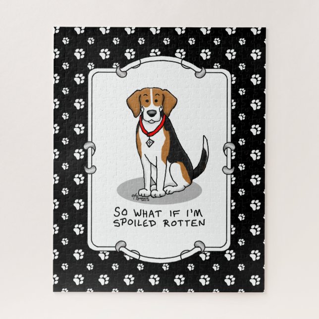 Spoiled Rotten Beagle (tri colour 3) Dog Funny Jigsaw Puzzle (Vertical)