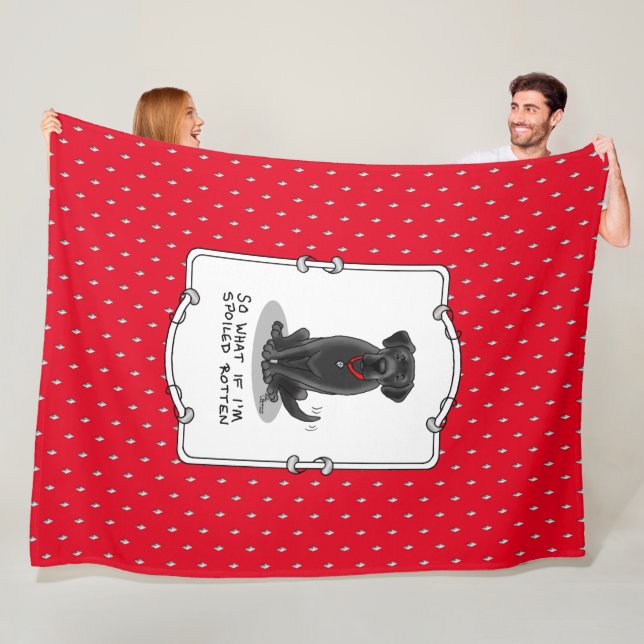 Spoiled Rotten Black Lab Labrador Retriever Dog Fleece Blanket (In Situ)