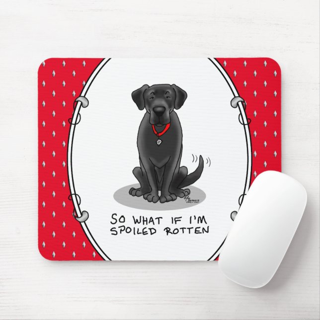 Spoiled Rotten Black Lab Labrador Retriever Dog Mouse Mat (With Mouse)