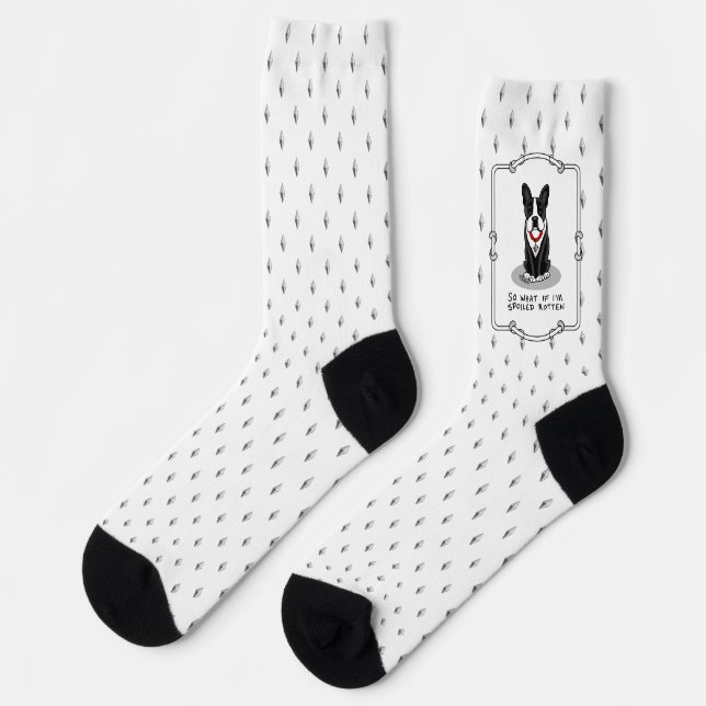 Spoiled Rotten Boston Terrier Dog (black) Cute Socks (Left)