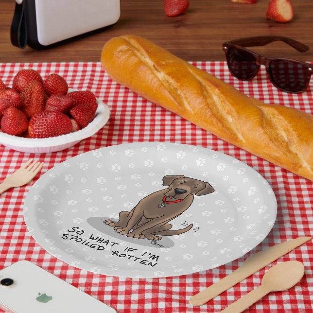 Spoiled Rotten Chocolate Lab Labrador Retriever Paper Plate (Picnic)