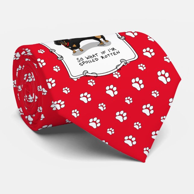 Spoiled Rotten Dachshund (S black & tan) Cute dog Tie (Rolled)