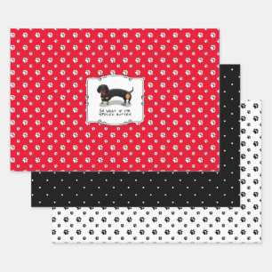 Spoiled Rotten Dachshund (S black & tan) Cute dog Wrapping Paper Sheet